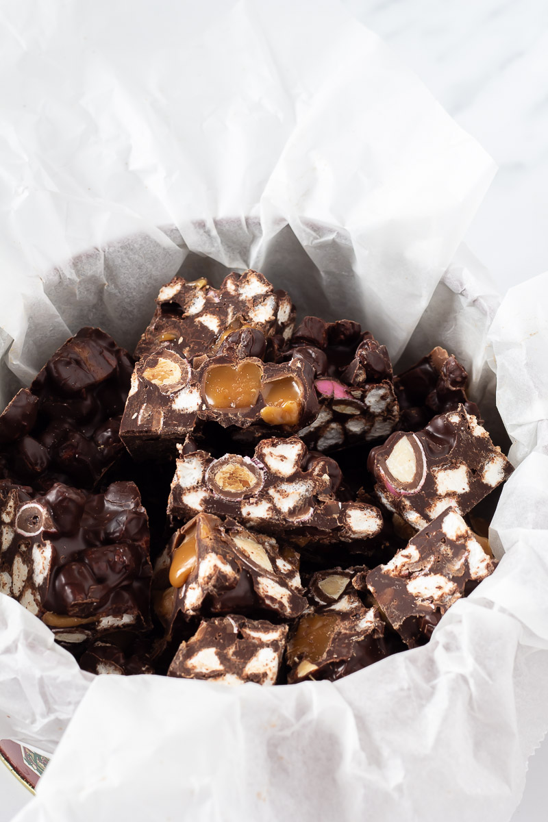 Rocky Road med dumle i kagedåse