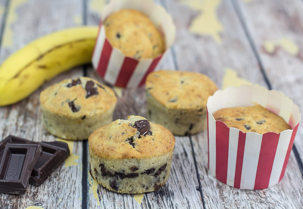 Bananmuffins med chokoladestykker