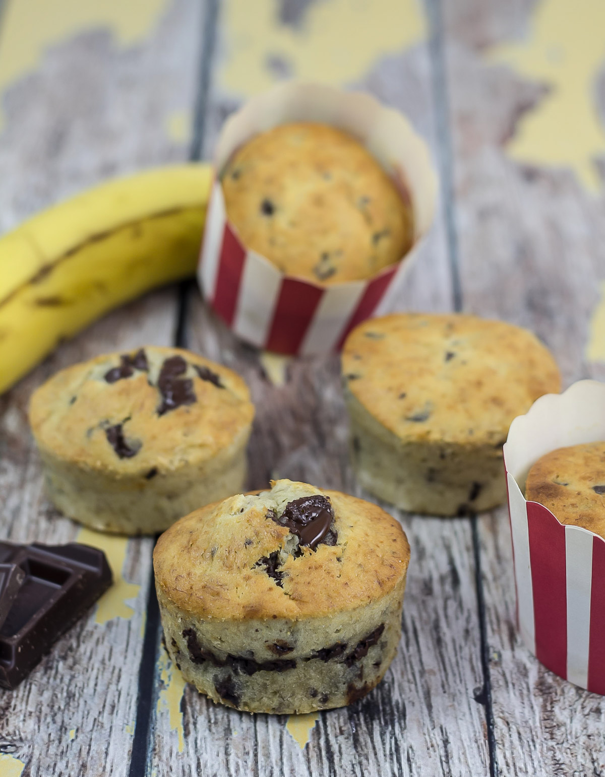 Bananmuffins med chokoladestykker