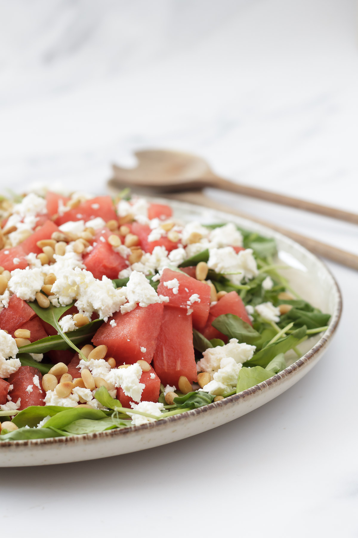 Spinatsalat med vandmelon -melonsalat