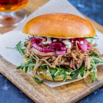 Pulled duck burger
